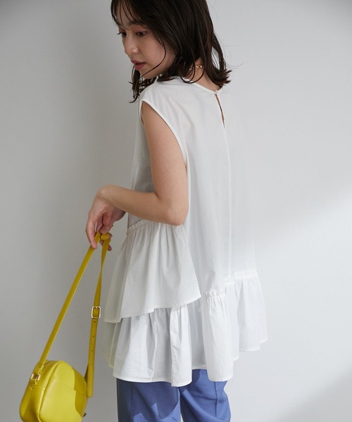 【WEB限定】コットン変形ティアードブラウス