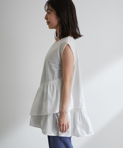 【WEB限定】コットン変形ティアードブラウス