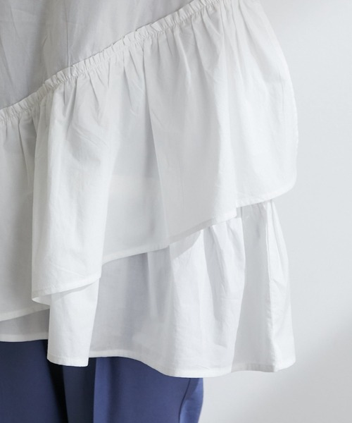 【WEB限定】コットン変形ティアードブラウス