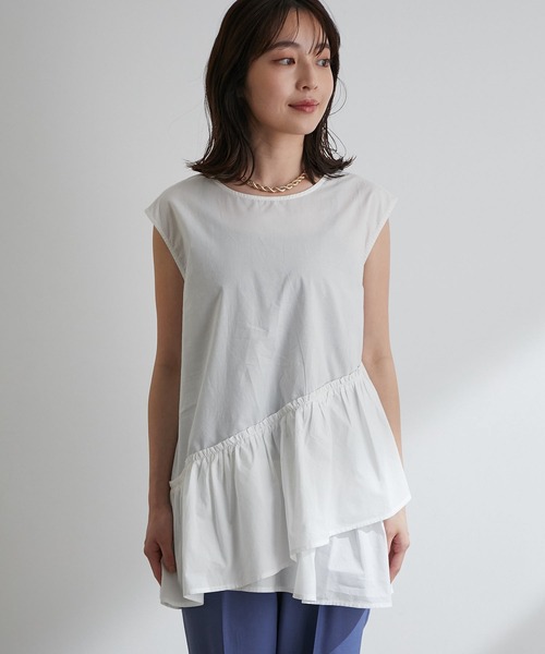 【WEB限定】コットン変形ティアードブラウス