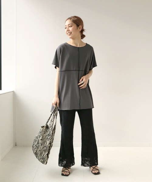 Simplicite（サンプリシテ）の「メロービッグカットソー◆（Tシャツ/カットソー・レディース・ブラック/グリーン/アイボリー・FREE）」の5枚目の写真