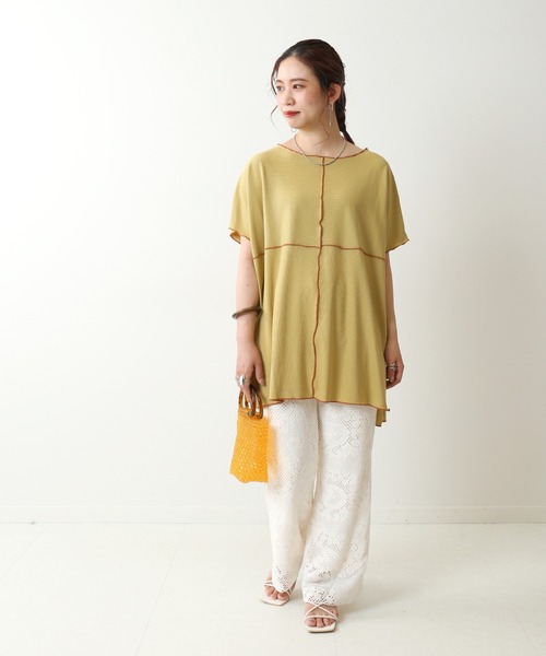 Simplicite（サンプリシテ）の「メロービッグカットソー◆（Tシャツ/カットソー・レディース・ブラック/グリーン/アイボリー・FREE）」の9枚目の写真