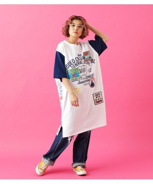 Wide ワンピース ドレス リメイクパッチワンピース ワンピース Rodeo Wide Bowl ロデオクラウンズワイドボウル のファッション 0528 Rodeo Crowns