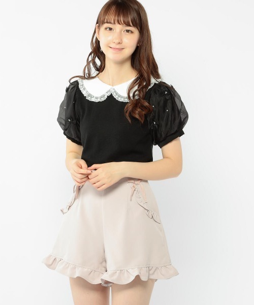 LODISPOTTO（ロディスポット）の「Lacyフリルサスキュロット（その他パンツ・レディース・ピンクベージュ/ブラック・MEDIUM）」の2枚目の写真