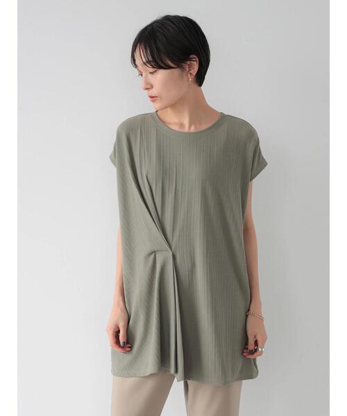 AMERICAN HOLIC（アメリカンホリック）の「針抜きメッシュフロントタックカットチュニック（Tシャツ/カットソー・レディース・カーキ/ライトグレー/ブラック・FREE）」の6枚目の写真