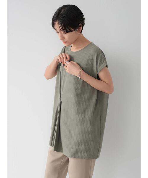 AMERICAN HOLIC（アメリカンホリック）の「針抜きメッシュフロントタックカットチュニック（Tシャツ/カットソー・レディース・カーキ/ライトグレー/ブラック・FREE）」の11枚目の写真