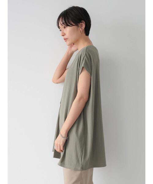 AMERICAN HOLIC（アメリカンホリック）の「針抜きメッシュフロントタックカットチュニック（Tシャツ/カットソー・レディース・カーキ/ライトグレー/ブラック・FREE）」の12枚目の写真