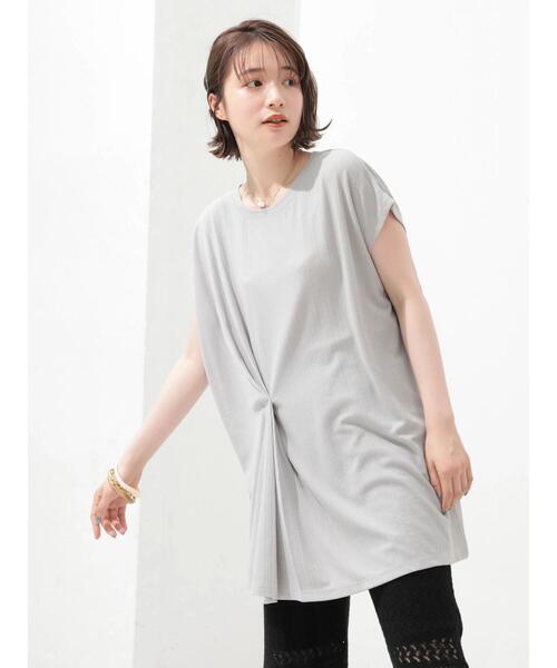 AMERICAN HOLIC（アメリカンホリック）の「針抜きメッシュフロントタックカットチュニック（Tシャツ/カットソー・レディース・カーキ/ライトグレー/ブラック・FREE）」の19枚目の写真