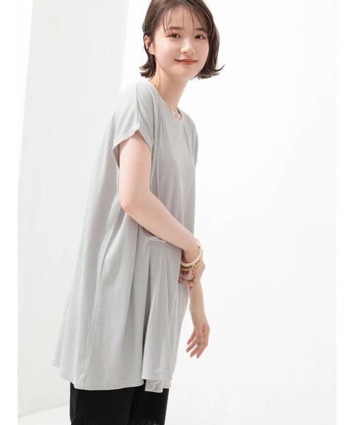 AMERICAN HOLIC（アメリカンホリック）の「針抜きメッシュフロントタックカットチュニック（Tシャツ/カットソー・レディース・カーキ/ライトグレー/ブラック・FREE）」の20枚目の写真