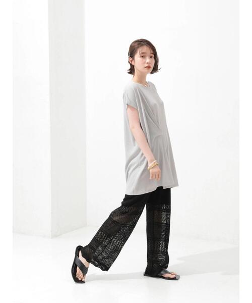 AMERICAN HOLIC（アメリカンホリック）の「針抜きメッシュフロントタックカットチュニック（Tシャツ/カットソー・レディース・カーキ/ライトグレー/ブラック・FREE）」の22枚目の写真