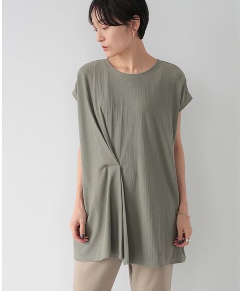 AMERICAN HOLIC（アメリカンホリック）の「針抜きメッシュフロントタックカットチュニック（Tシャツ/カットソー・レディース・カーキ/ライトグレー/ブラック・FREE）」の3枚目の写真