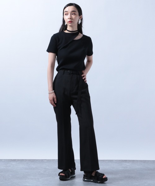 HARE（ハレ）の「リネンライクフレアパンツ(HARE)（スラックス・レディース・ブラック/テラコッタ・S/M）」の4枚目の写真