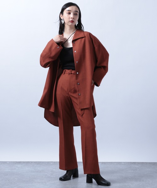 HARE（ハレ）の「リネンライクフレアパンツ(HARE)（スラックス・レディース・ブラック/テラコッタ・S/M）」の6枚目の写真