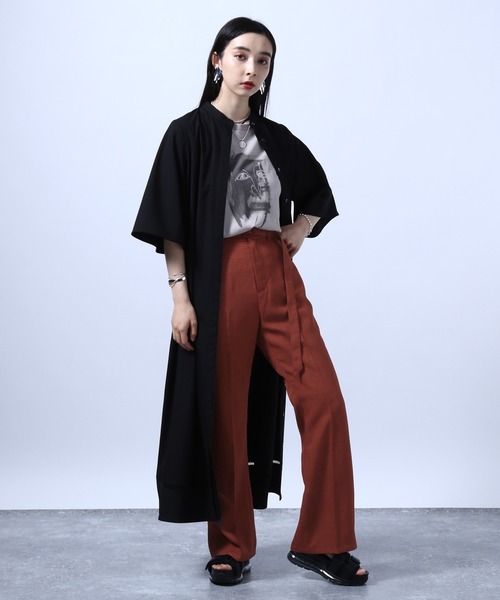 HARE（ハレ）の「リネンライクフレアパンツ(HARE)（スラックス・レディース・ブラック/テラコッタ・S/M）」の7枚目の写真