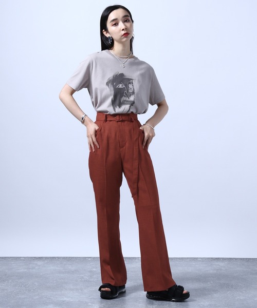 HARE（ハレ）の「リネンライクフレアパンツ(HARE)（スラックス・レディース・ブラック/テラコッタ・S/M）」の5枚目の写真