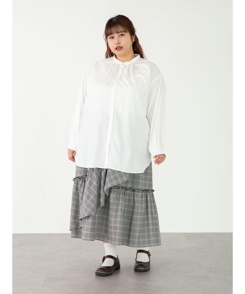 SLURR（スラ―）の「【ラ・ファーファ9月号掲載】＜大きいサイズ＞フリルカラー付きボリューム袖ブラウス（シャツ/ブラウス・レディース・ブラック/ブラウン/オフホワイト・L）」の17枚目の写真