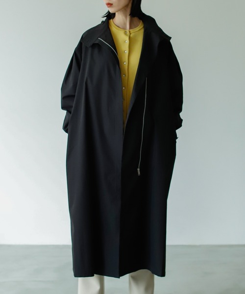 VACANCY（ヴァカンシー）の「スタンドネックフレアコート（トレンチコート・レディース・ブラック/ブラウン・FREE）」の4枚目の写真