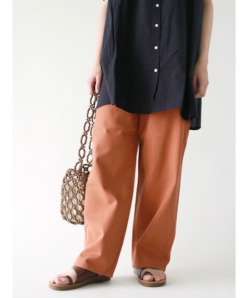 Samansa Mos2（サマンサ モスモス）の「綿ツイルストレートパンツ（その他パンツ・レディース・ベージュ/オレンジ/ブルー/チャコール/キナリ・ﾌﾘ-）」の5枚目の写真