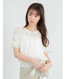 2wayウエストシャーリングパフブラウス