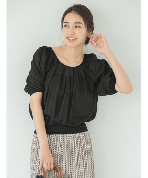fifth(フィフス)の「2wayウエストシャーリングパフブラウス(シャツ/ブラウス・レディース・オフホワイト/ブラック/ライトグリーン・MEDIUM)」の3枚目の写真