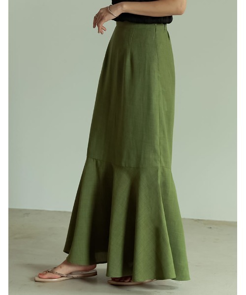 Re:EDIT(リエディ)の「リネンタッチマキシマーメイドスカート(スカート・レディース・ブラック/アイボリー/キャメル/モカ/グリーン・SHORT/MEDIUM/TALL/LARGE)」の5枚目の写真