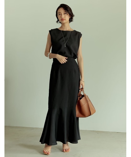 Re:EDIT(リエディ)の「リネンタッチマキシマーメイドスカート(スカート・レディース・ブラック/アイボリー/キャメル/モカ/グリーン・SHORT/MEDIUM/TALL/LARGE)」の6枚目の写真