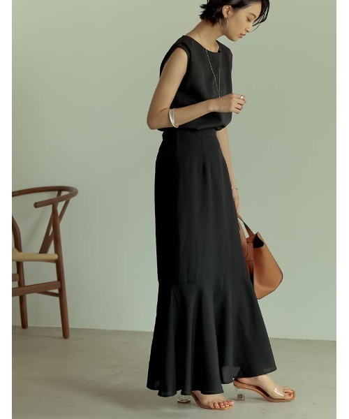 Re:EDIT(リエディ)の「リネンタッチマキシマーメイドスカート(スカート・レディース・ブラック/アイボリー/キャメル/モカ/グリーン・SHORT/MEDIUM/TALL/LARGE)」の7枚目の写真