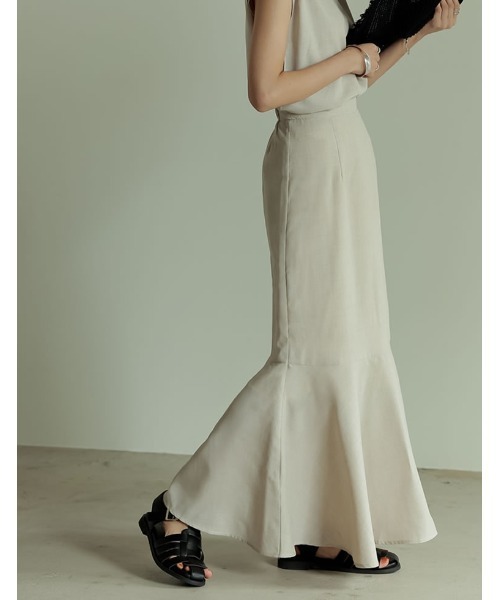 Re:EDIT(リエディ)の「リネンタッチマキシマーメイドスカート(スカート・レディース・ブラック/アイボリー/キャメル/モカ/グリーン・SHORT/MEDIUM/TALL/LARGE)」の11枚目の写真