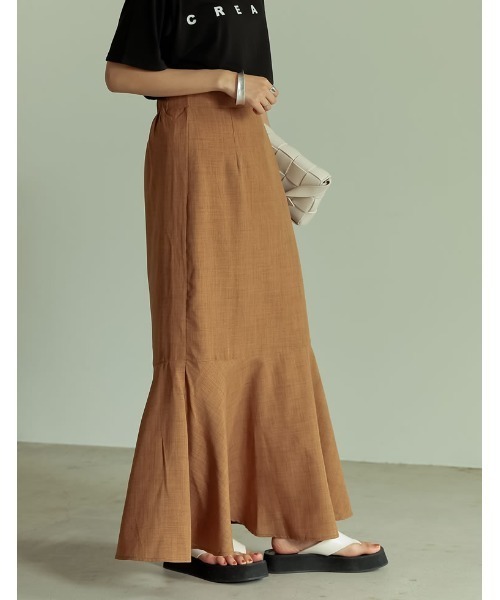 Re:EDIT(リエディ)の「リネンタッチマキシマーメイドスカート(スカート・レディース・ブラック/アイボリー/キャメル/モカ/グリーン・SHORT/MEDIUM/TALL/LARGE)」の14枚目の写真