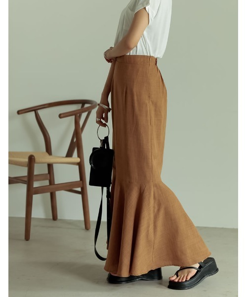 Re:EDIT(リエディ)の「リネンタッチマキシマーメイドスカート(スカート・レディース・ブラック/アイボリー/キャメル/モカ/グリーン・SHORT/MEDIUM/TALL/LARGE)」の16枚目の写真