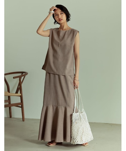 Re:EDIT(リエディ)の「リネンタッチマキシマーメイドスカート(スカート・レディース・ブラック/アイボリー/キャメル/モカ/グリーン・SHORT/MEDIUM/TALL/LARGE)」の17枚目の写真