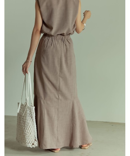 Re:EDIT(リエディ)の「リネンタッチマキシマーメイドスカート(スカート・レディース・ブラック/アイボリー/キャメル/モカ/グリーン・SHORT/MEDIUM/TALL/LARGE)」の18枚目の写真