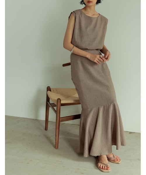 Re:EDIT(リエディ)の「リネンタッチマキシマーメイドスカート(スカート・レディース・ブラック/アイボリー/キャメル/モカ/グリーン・SHORT/MEDIUM/TALL/LARGE)」の19枚目の写真