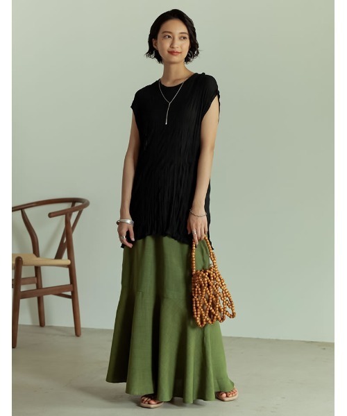 Re:EDIT(リエディ)の「リネンタッチマキシマーメイドスカート(スカート・レディース・ブラック/アイボリー/キャメル/モカ/グリーン・SHORT/MEDIUM/TALL/LARGE)」の20枚目の写真