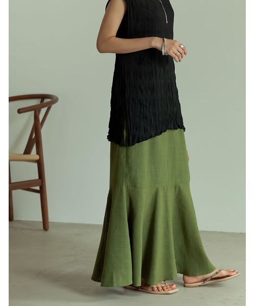 Re:EDIT(リエディ)の「リネンタッチマキシマーメイドスカート(スカート・レディース・ブラック/アイボリー/キャメル/モカ/グリーン・SHORT/MEDIUM/TALL/LARGE)」の21枚目の写真