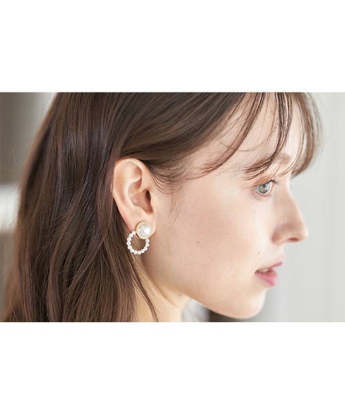 Cookie Chocolate（クッキーチョコレート）の「パールサークルピアス（ピアス（両耳用）・レディース・ゴールド・FREE）」の2枚目の写真