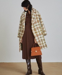 LILY BROWN オレンジ黒チェックロングコート LILY BROWN オレンジ黒チェックロングコート