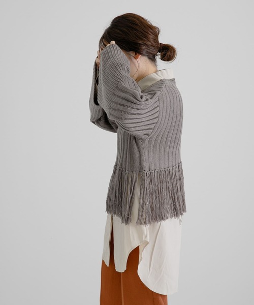 LAATO(ラート)の「HIGH NECK LANTAN BLOUSE(シャツ/ブラウス・レディース・オフホワイト/チャコールグレー・FREE)」の11枚目の写真