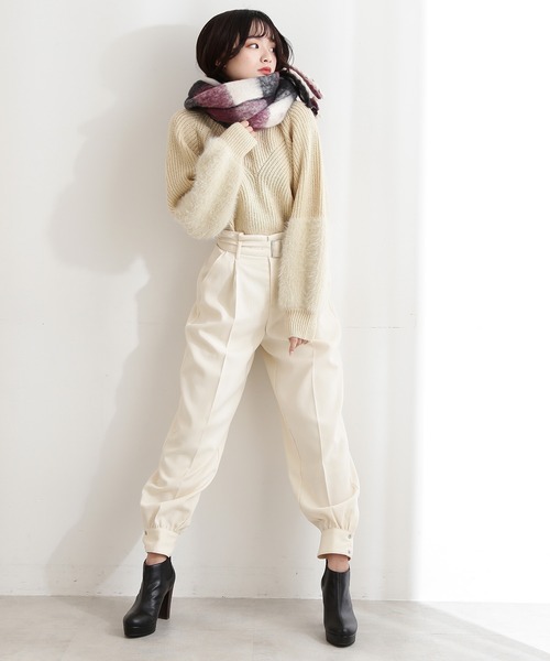 FREE'S MART（フリーズマート）の「◆Rボリュームフリンジチェックストール（ストール/ショール・レディース・ベージュ系その他/カーキ/ブラック系その他・ﾌﾘ-）」の7枚目の写真