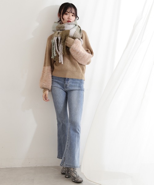 FREE'S MART（フリーズマート）の「◆Rボリュームフリンジチェックストール（ストール/ショール・レディース・ベージュ系その他/カーキ/ブラック系その他・ﾌﾘ-）」の9枚目の写真