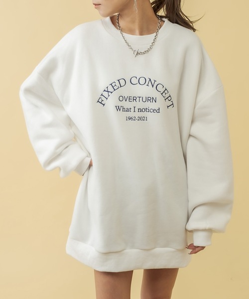 RASVOA(ラスボア)の「配色ビンテージロゴビッグスェット(スウェット・レディース・オフホワイト/グリーン/ブラック・FREE)」の2枚目の写真