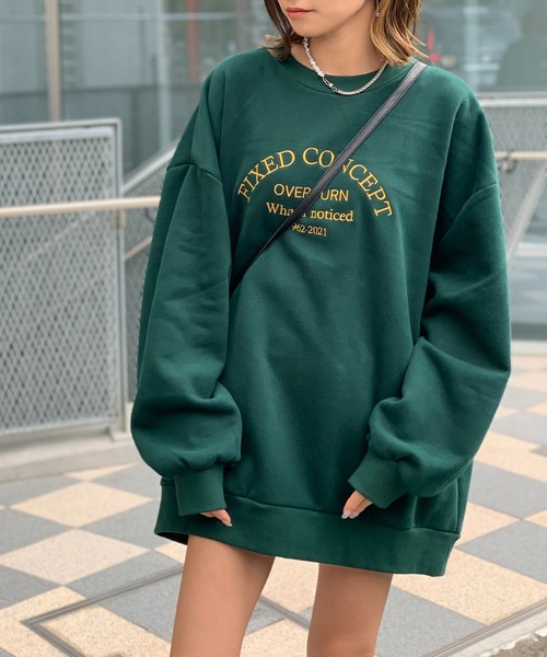 RASVOA(ラスボア)の「配色ビンテージロゴビッグスェット(スウェット・レディース・オフホワイト/グリーン/ブラック・FREE)」の3枚目の写真