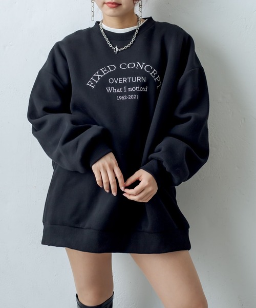 RASVOA(ラスボア)の「配色ビンテージロゴビッグスェット(スウェット・レディース・オフホワイト/グリーン/ブラック・FREE)」の1枚目の写真