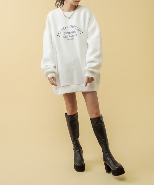 RASVOA(ラスボア)の「配色ビンテージロゴビッグスェット(スウェット・レディース・オフホワイト/グリーン/ブラック・FREE)」の15枚目の写真