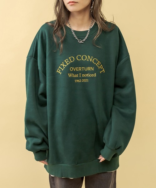 RASVOA(ラスボア)の「配色ビンテージロゴビッグスェット(スウェット・レディース・オフホワイト/グリーン/ブラック・FREE)」の5枚目の写真