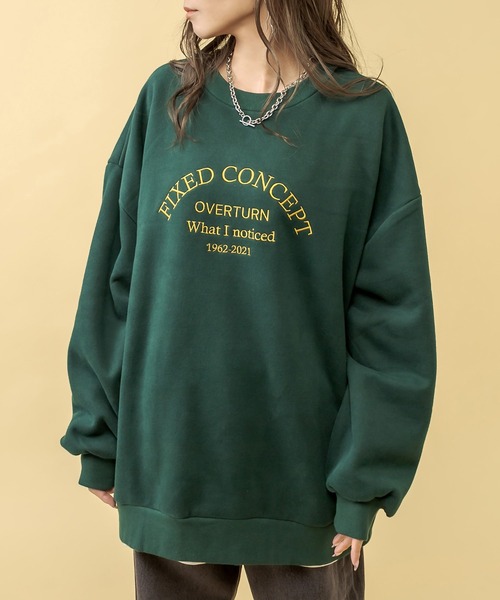 RASVOA(ラスボア)の「配色ビンテージロゴビッグスェット(スウェット・レディース・オフホワイト/グリーン/ブラック・FREE)」の4枚目の写真