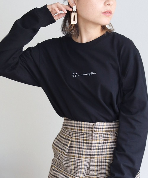 HER CLOSET（ハークローゼット）の「【HERCLOSET】WEB限定カリグラフィーロゴロンT（Tシャツ/カットソー・レディース・ホワイト/チャコールグレー/ブラック・S/M/L）」の11枚目の写真