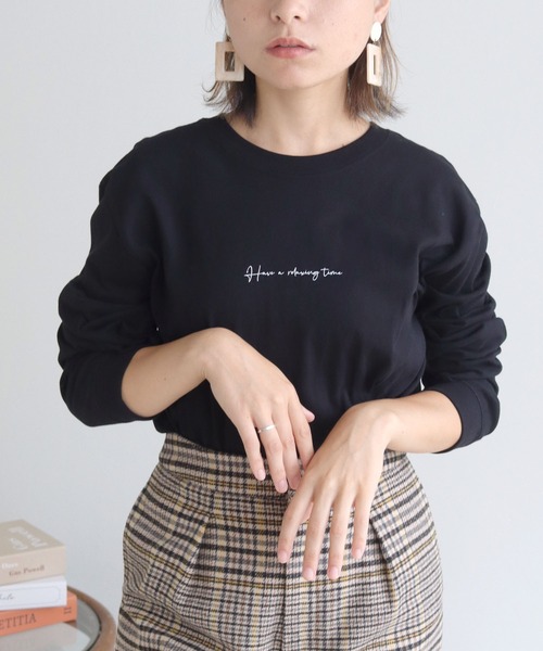 HER CLOSET（ハークローゼット）の「【HERCLOSET】WEB限定カリグラフィーロゴロンT（Tシャツ/カットソー・レディース・ホワイト/チャコールグレー/ブラック・S/M/L）」の20枚目の写真