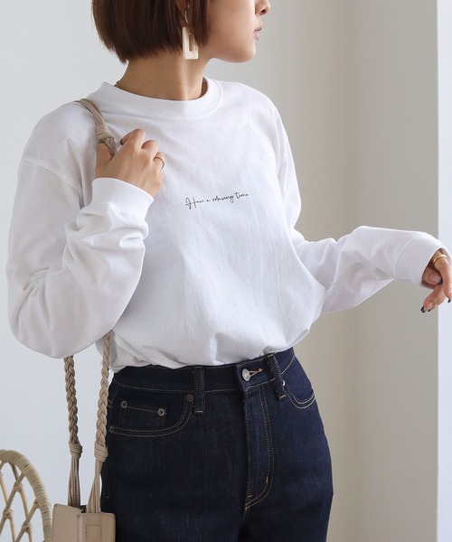 HER CLOSET（ハークローゼット）の「【HERCLOSET】WEB限定カリグラフィーロゴロンT（Tシャツ/カットソー・レディース・ホワイト/チャコールグレー/ブラック・S/M/L）」の7枚目の写真