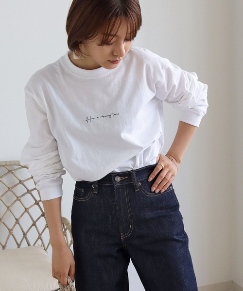 HER CLOSET（ハークローゼット）の「【HERCLOSET】WEB限定カリグラフィーロゴロンT（Tシャツ/カットソー・レディース・ホワイト/チャコールグレー/ブラック・S/M/L）」の19枚目の写真